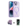 MARSİLYAN™- iPhone 13 Kılıf Yadigar Asil Koleksiyonu - Şeffaf 360 Full Body Arka Koruyucu + Mavi Raze Metal Kamera Lens
