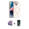 MARSİLYAN™- iPhone 13 Kılıf Yadigar Asil Koleksiyonu - Şeffaf 360 Full Body Arka Koruyucu + Mavi Raze Metal Kamera Lens