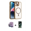 MARSİLYAN™- iPhone 13 Kılıf Yadigar Asil Koleksiyonu - Şeffaf 360 Full Body Arka Koruyucu + Mavi Raze Metal Kamera Lens