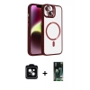 MARSİLYAN™- iPhone 13 Kılıf Yadigar Asil Koleksiyonu - Şeffaf 360 Full Body Arka Koruyucu + PVD Metal Kamera Lens - SH