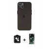 MARSİLYAN™- iPhone 13 Kılıf Yadigar Yansıma Serisi - Şeffaf 360 Full Body Arka Koruyucu + Natural Grey PVD Metal Kamera Lens