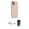 MARSİLYAN™- iPhone 13 Kılıf Yankı Serisi - Şeffaf 360 Full Body Arka Koruyucu + Mor Rainbow Kamera Lens Koruma Cam