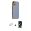 MARSİLYAN™- iPhone 13 Kılıf Yankı Serisi - Şeffaf 360 Full Body Arka Koruyucu + Renkli Kamera Lens Koruma Cam - PE