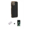 MARSİLYAN™- iPhone 13 Kılıf Yankı Serisi - Şeffaf 360 Full Body Arka Koruyucu + Renkli Kamera Lens Koruma Cam - PE