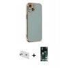 MARSİLYAN™- iPhone 13 Kılıf Yankı Serisi - Şeffaf 360 Full Body Arka Koruyucu + Rainbow Kamera Lens Koruma Cam - REGD