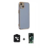 MARSİLYAN™- iPhone 13 Kılıf Yankı Serisi - Şeffaf 360 Full Body Arka Koruyucu + PVD Metal Kamera Lens - SH