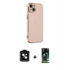 MARSİLYAN™- iPhone 13 Kılıf Yankı Serisi - Şeffaf 360 Full Body Arka Koruyucu + PVD Metal Kamera Lens - SH
