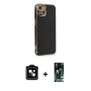MARSİLYAN™- iPhone 13 Kılıf Yankı Serisi - Şeffaf 360 Full Body Arka Koruyucu + PVD Metal Kamera Lens - SH