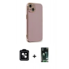 MARSİLYAN™- iPhone 13 Kılıf Yankı Serisi - Şeffaf 360 Full Body Arka Koruyucu + PVD Metal Kamera Lens - SH