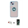 MARSİLYAN™- iPhone 13 Kılıf Yörünge Çizgi - Şeffaf 360 Full Body Arka Koruyucu + Rainbow Kamera Lens Koruma Cam - KI