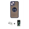 MARSİLYAN™- iPhone 13 Kılıf Yörünge Çizgi - Şeffaf 360 Full Body Arka Koruyucu + Rainbow Kamera Lens Koruma Cam - MR