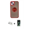 MARSİLYAN™- iPhone 13 Kılıf Yörünge Çizgi - Şeffaf 360 Full Body Arka Koruyucu + Rainbow Kamera Lens Koruma Cam - MR