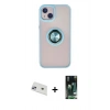 MARSİLYAN™- iPhone 13 Kılıf Yörünge Çizgi - Şeffaf 360 Full Body Arka Koruyucu + Rainbow Kamera Lens Koruma Cam - MR