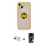 MARSİLYAN™- iPhone 13 Kılıf Yörünge Çizgi - Şeffaf 360 Full Body Arka Koruyucu + Rainbow Kamera Lens Koruma Cam - KI