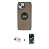 MARSİLYAN™- iPhone 13 Kılıf Yörünge Çizgi - Şeffaf 360 Full Body Arka Koruyucu + Rainbow Kamera Lens Koruma Cam - KI