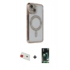 MARSİLYAN™- iPhone 13 Kılıf Zirve Doku Prime - Şeffaf 360 Full Body Arka Koruyucu + Rainbow Kamera Lens Koruma Cam - KI
