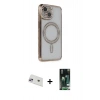 MARSİLYAN™- iPhone 13 Kılıf Zirve Doku Prime - Şeffaf 360 Full Body Arka Koruyucu + Rainbow Kamera Lens Koruma Cam - MR