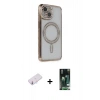 MARSİLYAN™- iPhone 13 Kılıf Zirve Doku Prime - Şeffaf 360 Full Body Arka Koruyucu + Renkli Kamera Lens Koruma Cam - PE