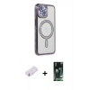 MARSİLYAN™- iPhone 13 Kılıf Zirve Doku Prime - Şeffaf 360 Full Body Arka Koruyucu + Renkli Kamera Lens Koruma Cam - PE