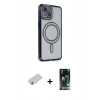MARSİLYAN™- iPhone 13 Kılıf Zirve Doku Prime - Şeffaf 360 Full Body Arka Koruyucu + Renkli Kamera Lens Koruma Cam - SI