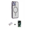 MARSİLYAN™- iPhone 13 Kılıf Zirve Doku Prime - Şeffaf 360 Full Body Arka Koruyucu + Renkli Kamera Lens Koruma Cam - SI
