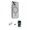 MARSİLYAN™- iPhone 13 Kılıf Zirve Doku Prime - Şeffaf 360 Full Body Arka Koruyucu + Renkli Kamera Lens Koruma Cam - SI