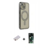 MARSİLYAN™- iPhone 13 Kılıf Zirve Doku Prime - Şeffaf 360 Full Body Arka Koruyucu + Renkli Kamera Lens Koruma Cam - SI
