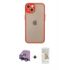 MARSİLYAN™- iPhone 13 Mini Kılıf Ahenk Çizgi Serisi - Siyah Mat Seramik Nano Ekran Koruyucu + Raze Metal Kamera Lens - SH