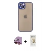 MARSİLYAN™- iPhone 13 Mini Kılıf Ahenk Çizgi Serisi - Siyah Mat Seramik Nano Ekran Koruyucu + Raze Metal Kamera Lens - KI
