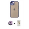 MARSİLYAN™- iPhone 13 Mini Kılıf Ahenk Çizgi Serisi - Siyah Mat Seramik Nano Ekran Koruyucu + Raze Metal Kamera Lens - YL