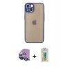 MARSİLYAN™- iPhone 13 Mini Kılıf Ahenk Çizgi Serisi - Siyah Polymer Nano Ekran Koruyucu + Raze Metal Kamera Lens - MI