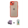 MARSİLYAN™- iPhone 13 Mini Kılıf Ahenk Çizgi Serisi - Siyah Polymer Nano Ekran Koruyucu + Raze Metal Kamera Lens - SH