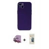 MARSİLYAN™- iPhone 13 Mini Kılıf Ahenk Serisi - Siyah 6D Mat Seramik Hayalet Nano Ekran Koruyucu + Raze Metal Kamera Lens - KI