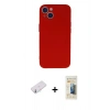 MARSİLYAN™- iPhone 13 Mini Kılıf Ahenk Serisi - Siyah 6D Mat Seramik Hayalet Nano Ekran Koruyucu + Renkli Kamera Lens Koruma Cam - PE