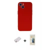 MARSİLYAN™- iPhone 13 Mini Kılıf Ahenk Serisi - Siyah 6D Mat Seramik Hayalet Nano Ekran Koruyucu + Renkli Kamera Lens Koruma Cam - YL