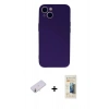 MARSİLYAN™- iPhone 13 Mini Kılıf Ahenk Serisi - Siyah 6D Mat Seramik Hayalet Nano Ekran Koruyucu + Renkli Kamera Lens Koruma Cam - SI