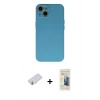 MARSİLYAN™- iPhone 13 Mini Kılıf Ahenk Serisi - Siyah 6D Mat Seramik Hayalet Nano Ekran Koruyucu + Renkli Kamera Lens Koruma Cam - SI