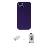 MARSİLYAN™- iPhone 13 Mini Kılıf Ahenk Serisi - Siyah Bilvis Hayalet Cam Ekran Koruyucu + Renkli Kamera Lens Koruma Cam - PE