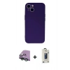 MARSİLYAN™- iPhone 13 Mini Kılıf Ahenk Serisi - Siyah Bilvis Hayalet Cam Ekran Koruyucu + Raze Metal Kamera Lens - YL