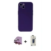 MARSİLYAN™- iPhone 13 Mini Kılıf Ahenk Serisi - Siyah Bilvis Hayalet Cam Ekran Koruyucu + Raze Metal Kamera Lens - KI