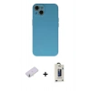 MARSİLYAN™- iPhone 13 Mini Kılıf Ahenk Serisi - Siyah Bilvis Hayalet Cam Ekran Koruyucu + Renkli Kamera Lens Koruma Cam - SI