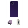 MARSİLYAN™- iPhone 13 Mini Kılıf Ahenk Serisi - Siyah Bilvis Hayalet Cam Ekran Koruyucu + Raze Metal Kamera Lens - SH