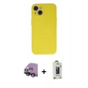 MARSİLYAN™- iPhone 13 Mini Kılıf Ahenk Serisi - Siyah Bilvis Hayalet Cam Ekran Koruyucu + Raze Metal Kamera Lens - SH