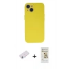 MARSİLYAN™- iPhone 13 Mini Kılıf Ahenk Serisi - Siyah Mat Seramik Nano Ekran Koruyucu + Renkli Kamera Lens Koruma Cam - PE