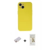 MARSİLYAN™- iPhone 13 Mini Kılıf Ahenk Serisi - Siyah Mat Seramik Nano Ekran Koruyucu + Renkli Kamera Lens Koruma Cam - SI