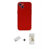 MARSİLYAN™- iPhone 13 Mini Kılıf Ahenk Serisi - Siyah Mat Seramik Nano Ekran Koruyucu + Renkli Kamera Lens Koruma Cam - YL