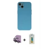 MARSİLYAN™- iPhone 13 Mini Kılıf Ahenk Serisi - Siyah Polymer Nano Ekran Koruyucu + Raze Metal Kamera Lens - SH