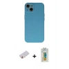MARSİLYAN™- iPhone 13 Mini Kılıf Ahenk Serisi - Siyah Polymer Nano Ekran Koruyucu + Renkli Kamera Lens Koruma Cam - SI