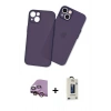 MARSİLYAN™- iPhone 13 Mini Kılıf Atlas Minimal Prime - Siyah Bilvis Hayalet Cam Ekran Koruyucu + Raze Metal Kamera Lens - PE