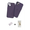 MARSİLYAN™- iPhone 13 Mini Kılıf Atlas Minimal Prime - Siyah Mat Seramik Nano Ekran Koruyucu + Renkli Kamera Lens Koruma Cam - PE